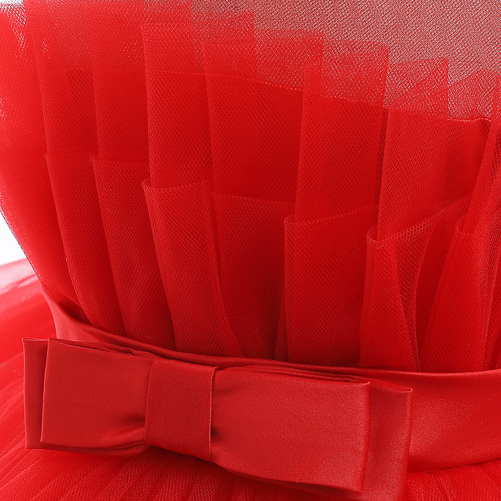 Cute Off Shoulder Pleated Tulle Flower Girl Dress for Parties & Weddings