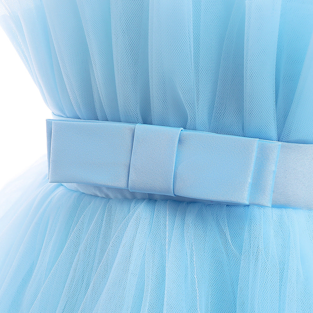 Cute Off Shoulder Pleated Tulle Flower Girl Dress for Parties & Weddings