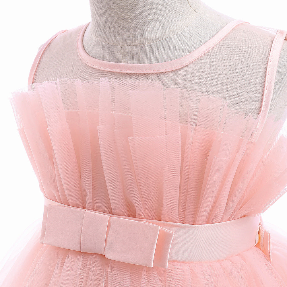 Cute Off Shoulder Pleated Tulle Flower Girl Dress for Parties & Weddings