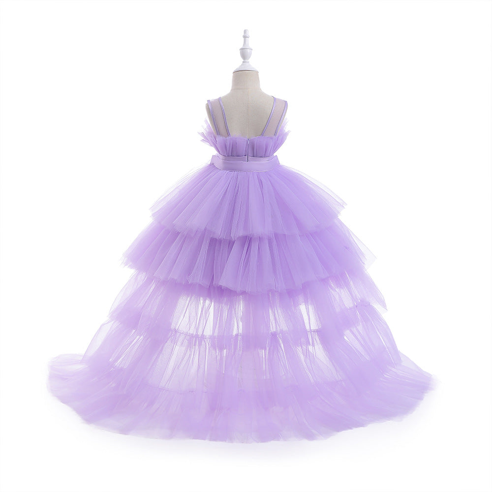 Cute Off Shoulder Pleated Tulle Flower Girl Dress for Parties & Weddings