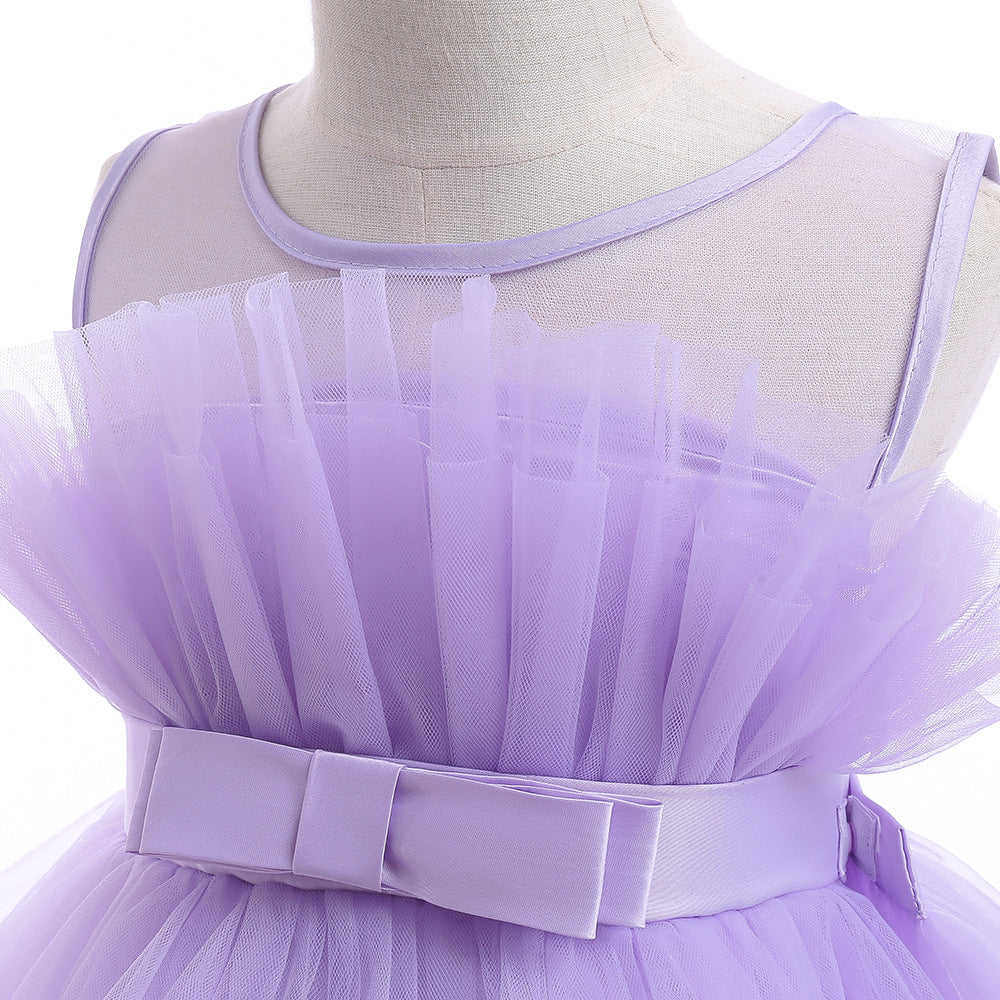 Cute Off Shoulder Pleated Tulle Flower Girl Dress for Parties & Weddings