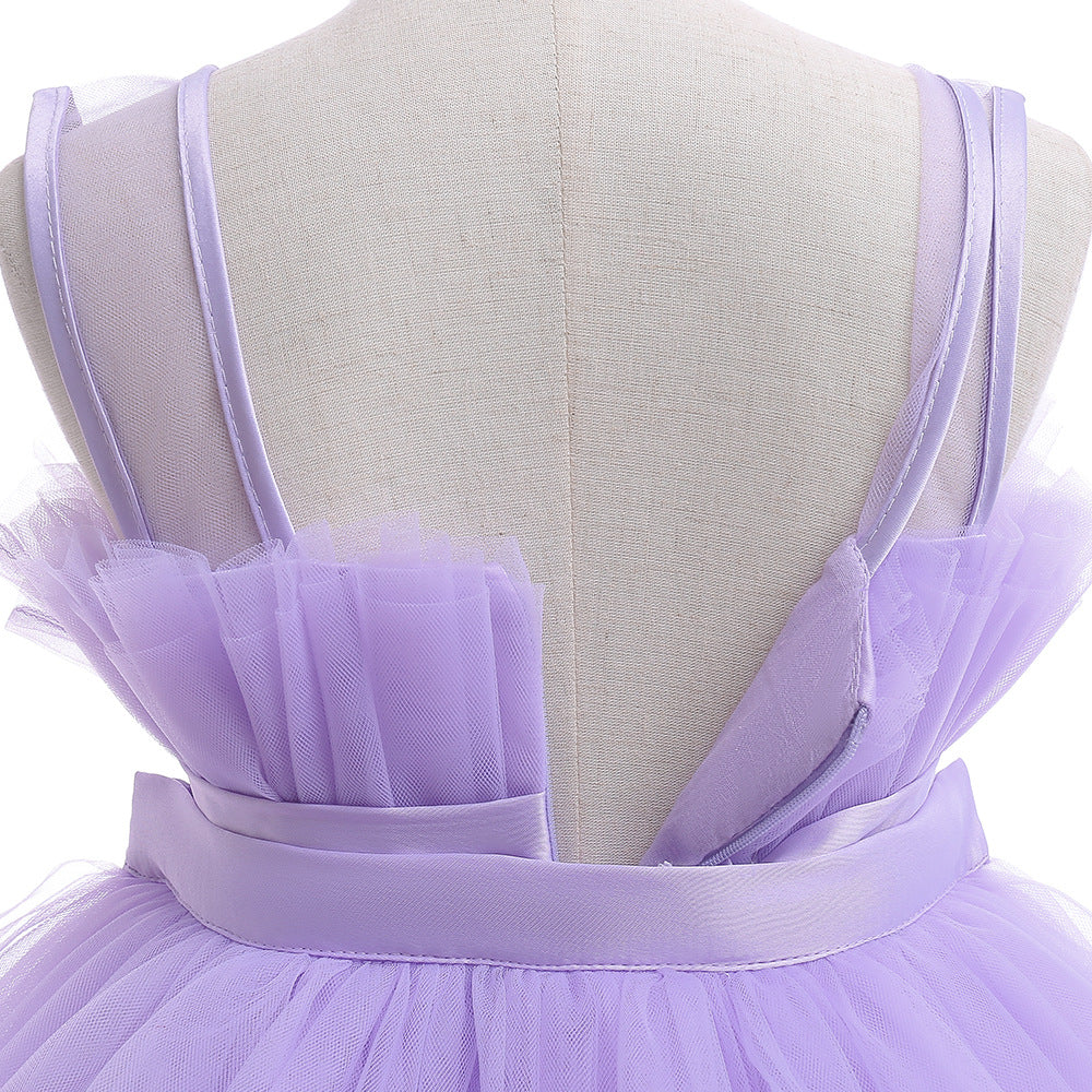 Cute Off Shoulder Pleated Tulle Flower Girl Dress for Parties & Weddings