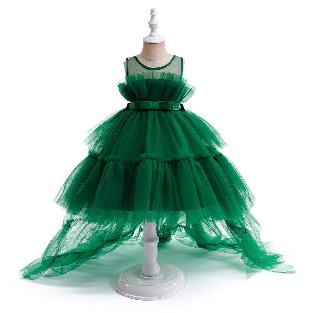 Cute Off Shoulder Pleated Tulle Flower Girl Dress for Parties & Weddings