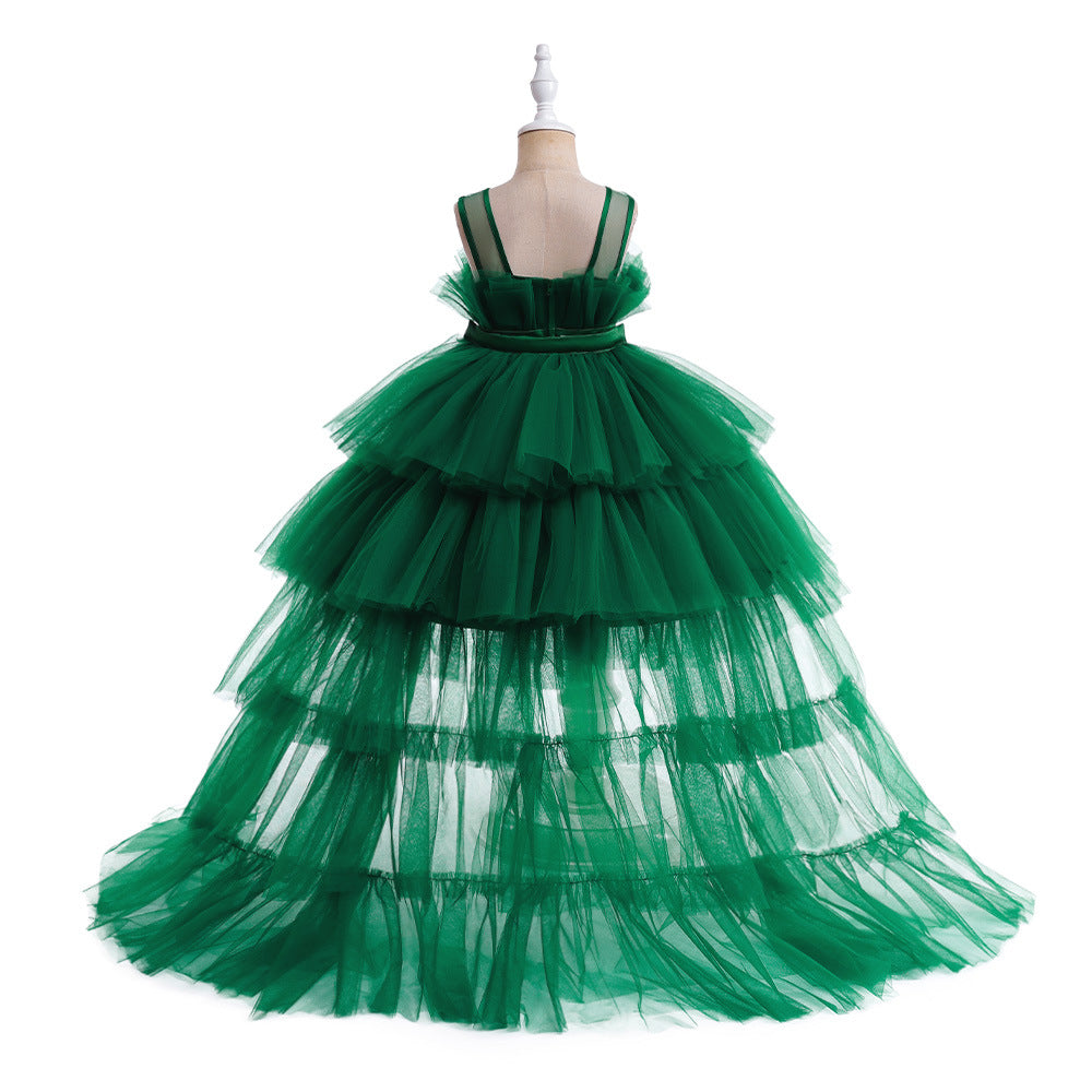 Cute Off Shoulder Pleated Tulle Flower Girl Dress for Parties & Weddings