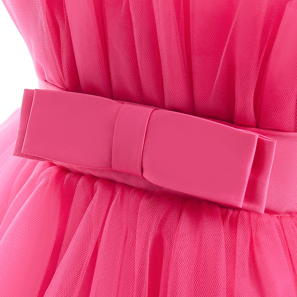 Cute Off Shoulder Pleated Tulle Flower Girl Dress for Parties & Weddings