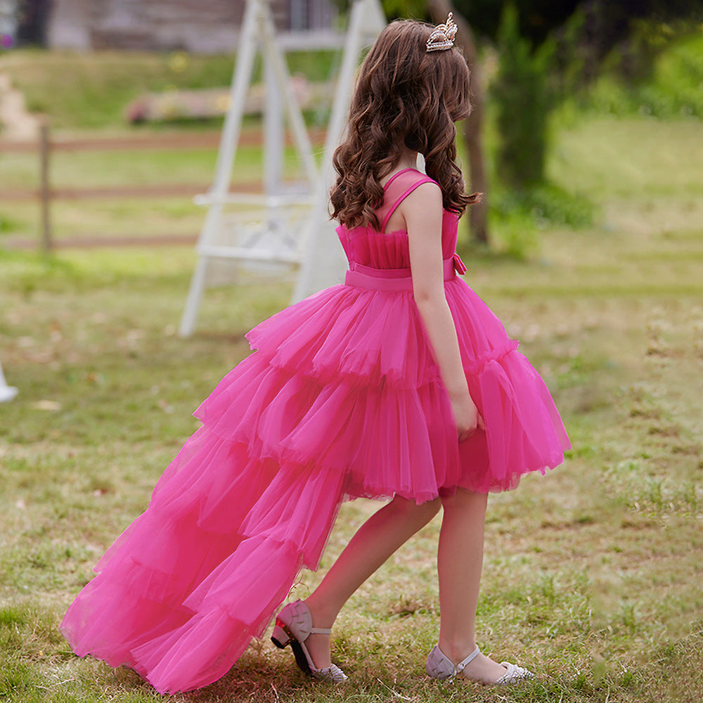 Cute Off Shoulder Pleated Tulle Flower Girl Dress for Parties & Weddings