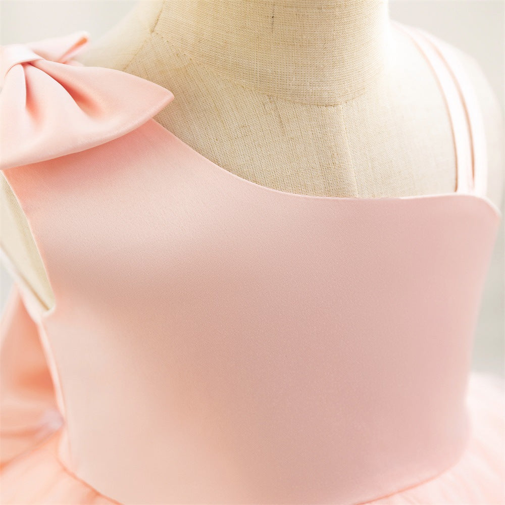 Light Pink Off-Shoulder Puffy Ball Gown Dress for Girls - Tea Length Princess Outfit