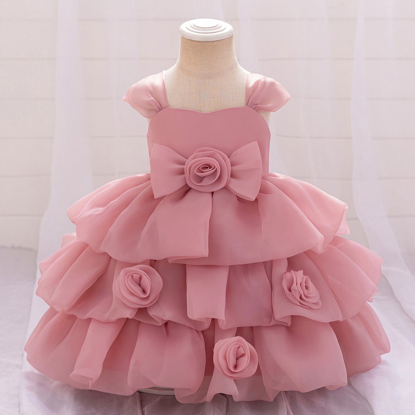 Off Shoulder Puffy Princess Party Dress for Girls | Tea Length Organza Ball Gown