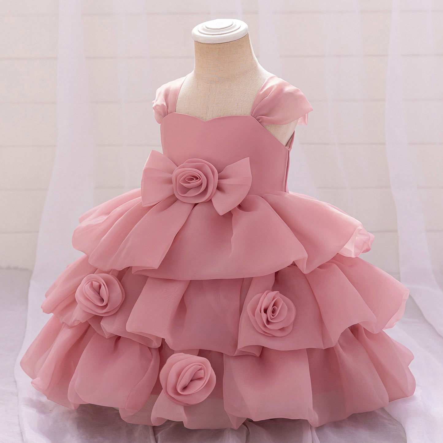 Off Shoulder Puffy Princess Party Dress for Girls | Tea Length Organza Ball Gown