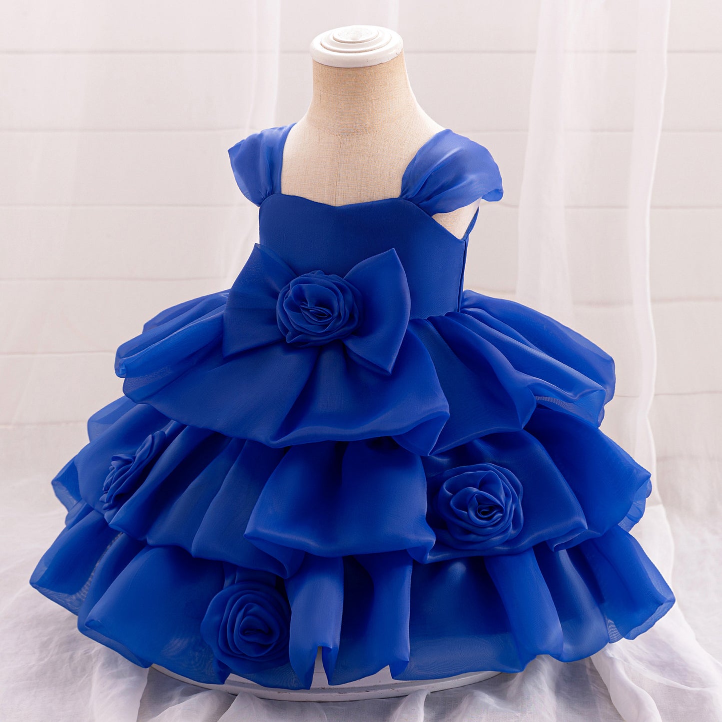 Off Shoulder Puffy Princess Party Dress for Girls | Tea Length Organza Ball Gown