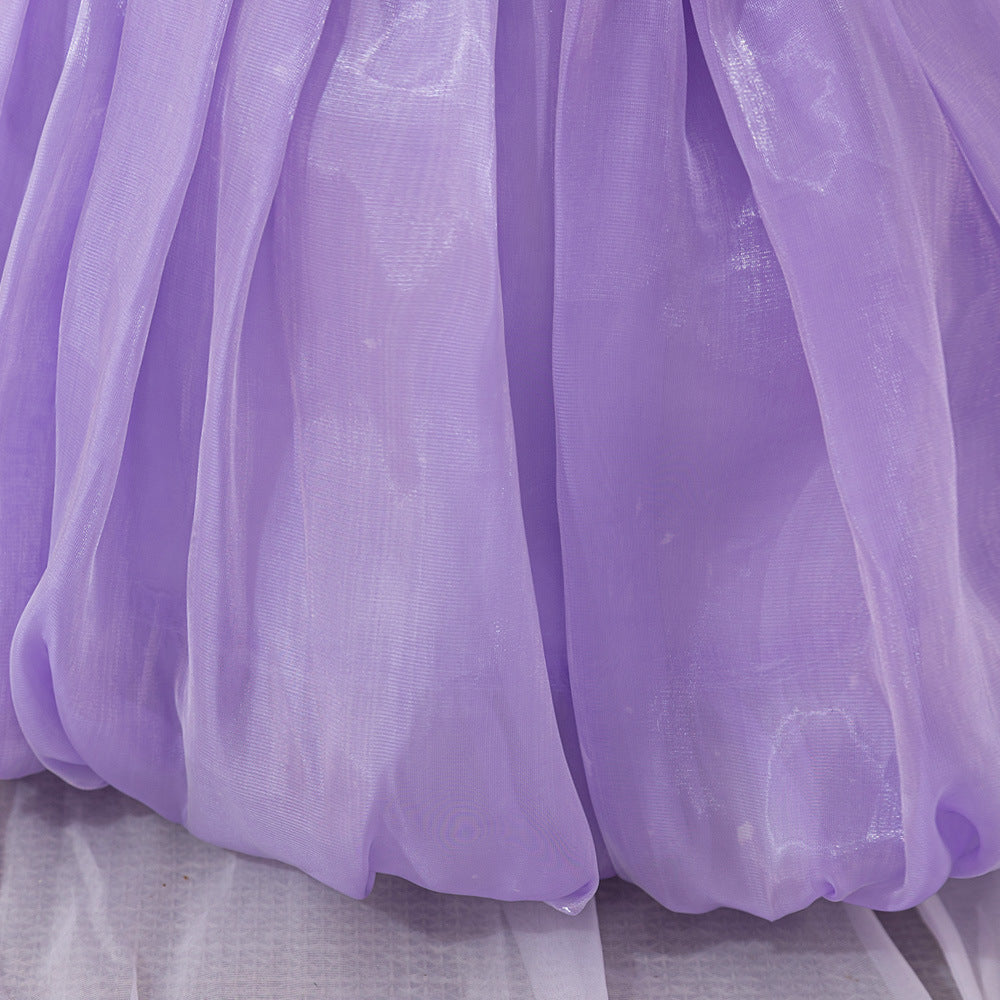 Cute Off-Shoulder Puffy Organza Princess Dress | Party & Flower Girl Gown for Girls