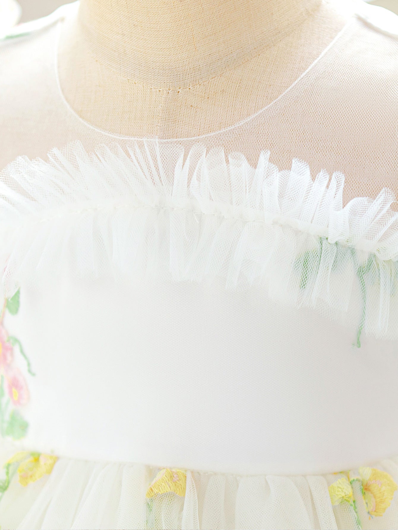Frocklet White Off-Shoulder Puffy Princess Dress for Girls | Embroidered Tulle Ball Gown 5