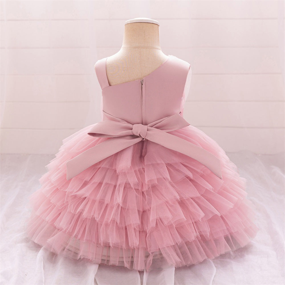 Cute Off-Shoulder Puffy Tulle Princess Dress with Flowers for Baby & Toddler Girls
