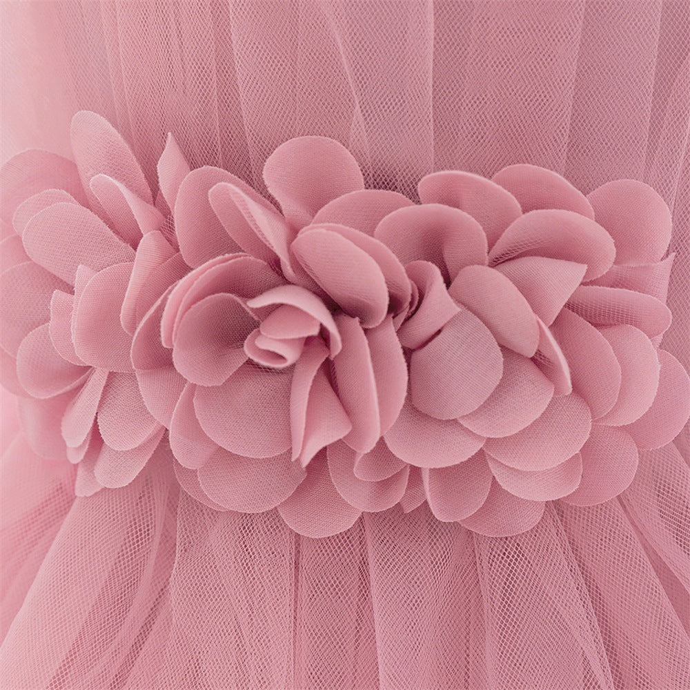 Cute Off-Shoulder Puffy Tulle Princess Dress with Flowers for Baby & Toddler Girls