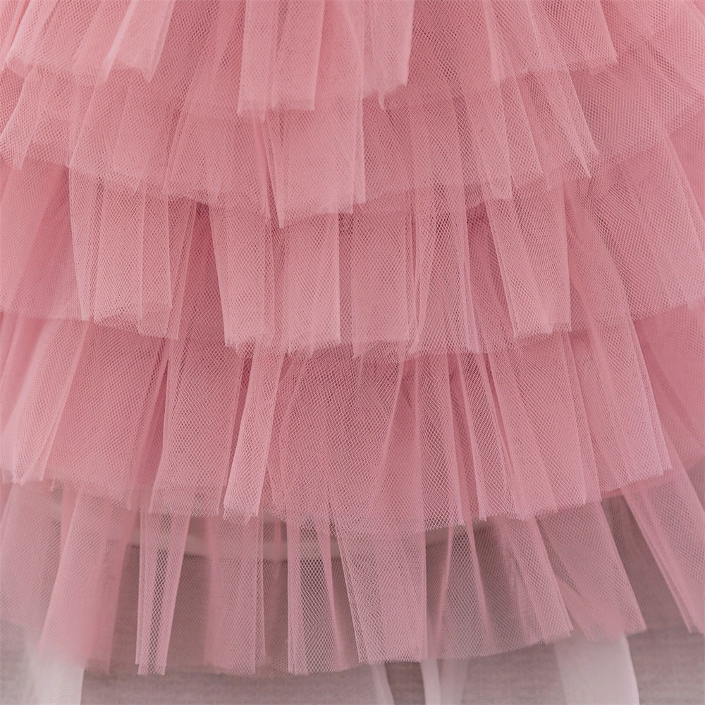 Cute Off-Shoulder Puffy Tulle Princess Dress with Flowers for Baby & Toddler Girls