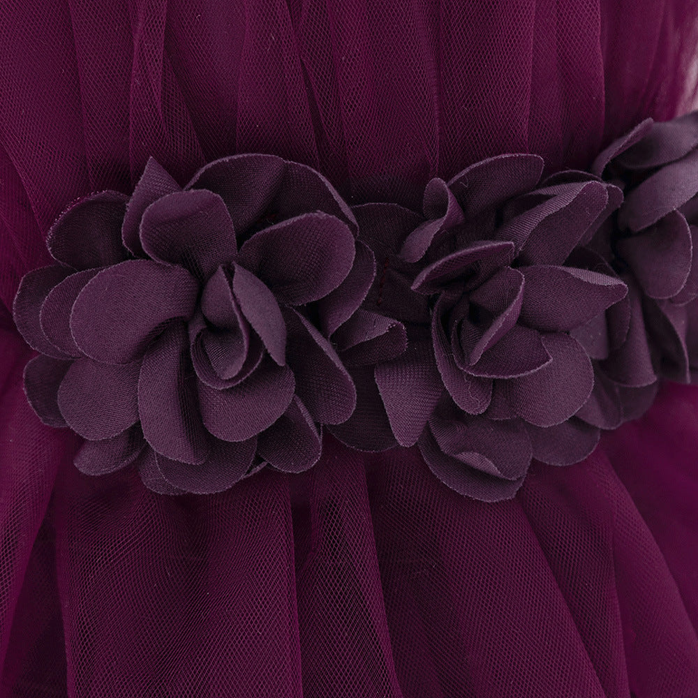 Cute Off-Shoulder Puffy Tulle Princess Dress with Flowers for Baby & Toddler Girls
