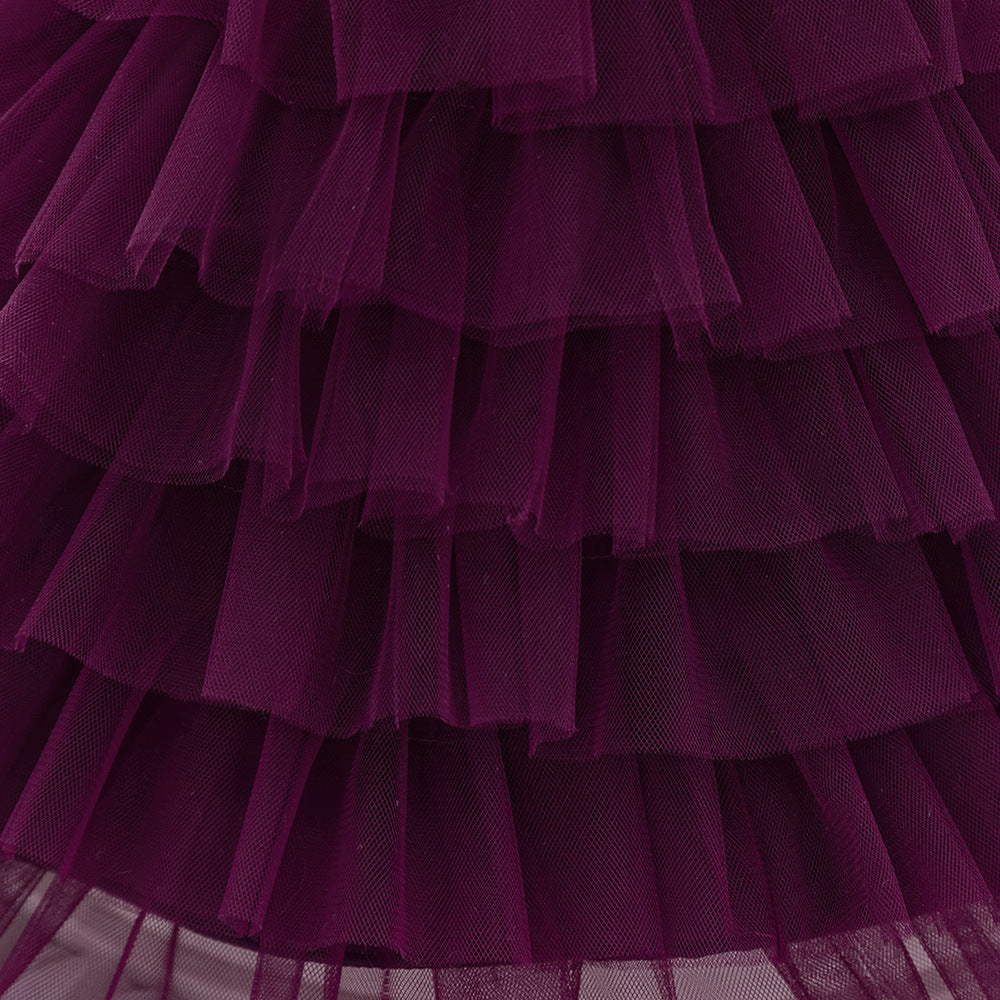 Cute Off-Shoulder Puffy Tulle Princess Dress with Flowers for Baby & Toddler Girls