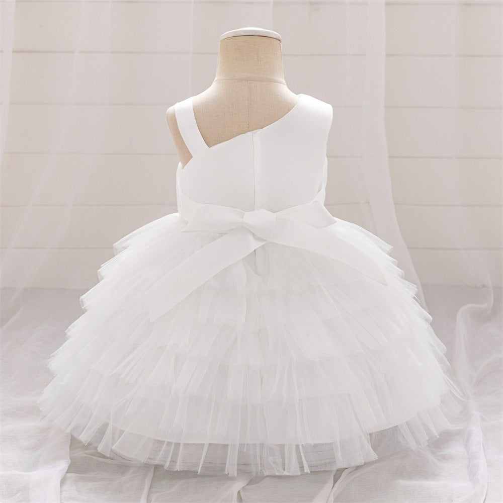 Cute Off-Shoulder Puffy Tulle Princess Dress with Flowers for Baby & Toddler Girls