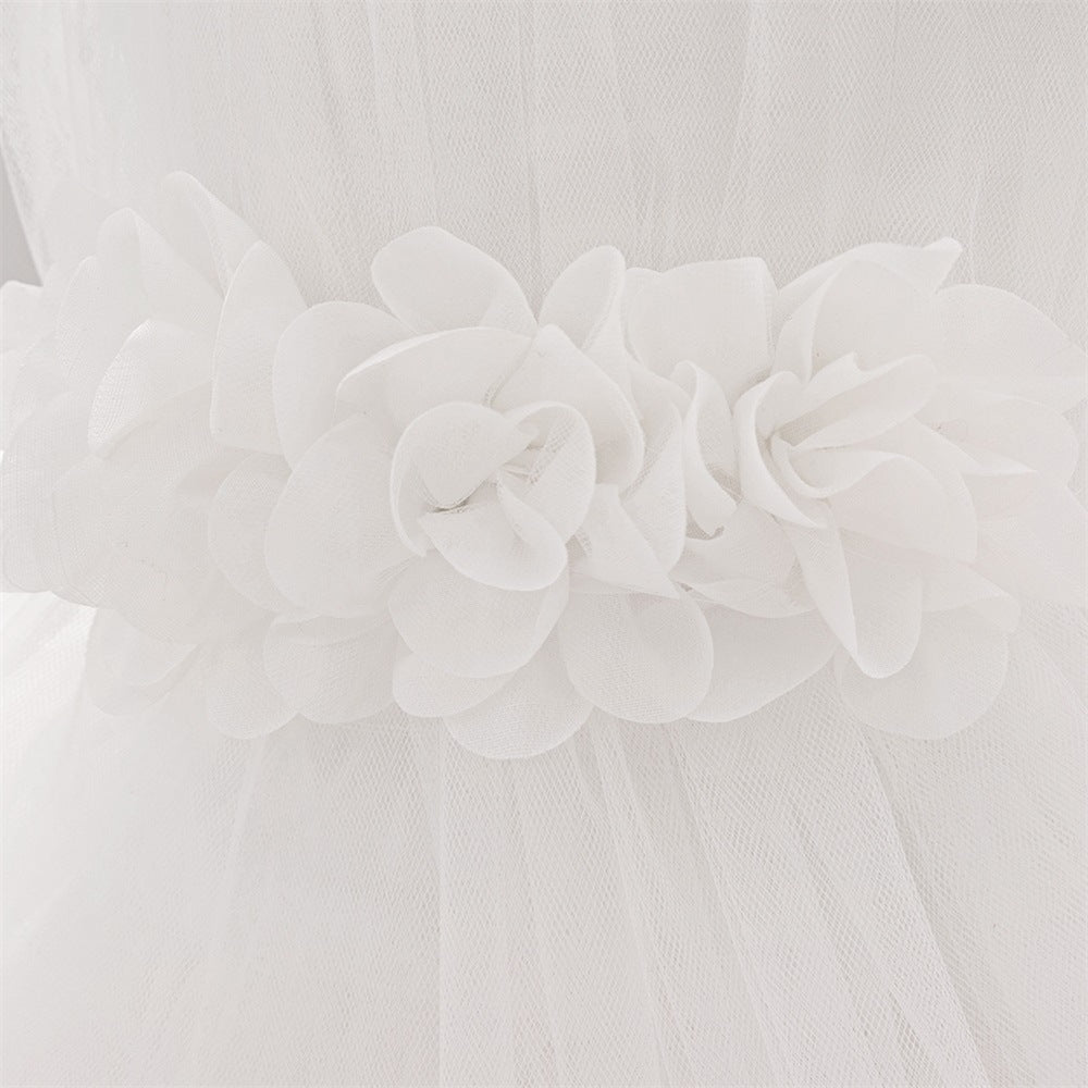 Cute Off-Shoulder Puffy Tulle Princess Dress with Flowers for Baby & Toddler Girls