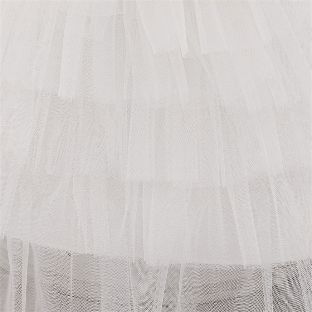 Cute Off-Shoulder Puffy Tulle Princess Dress with Flowers for Baby & Toddler Girls