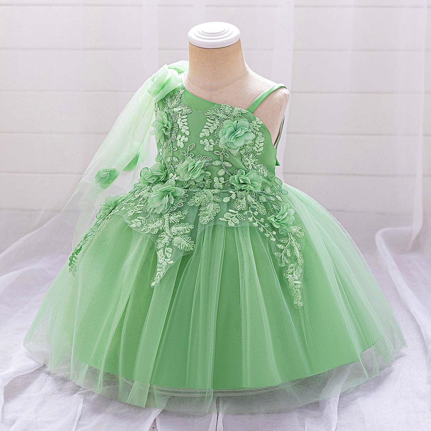Off Shoulder Puffy Tulle Ball Gown Dress for Girls (Ages 9 Months - 4 Years)