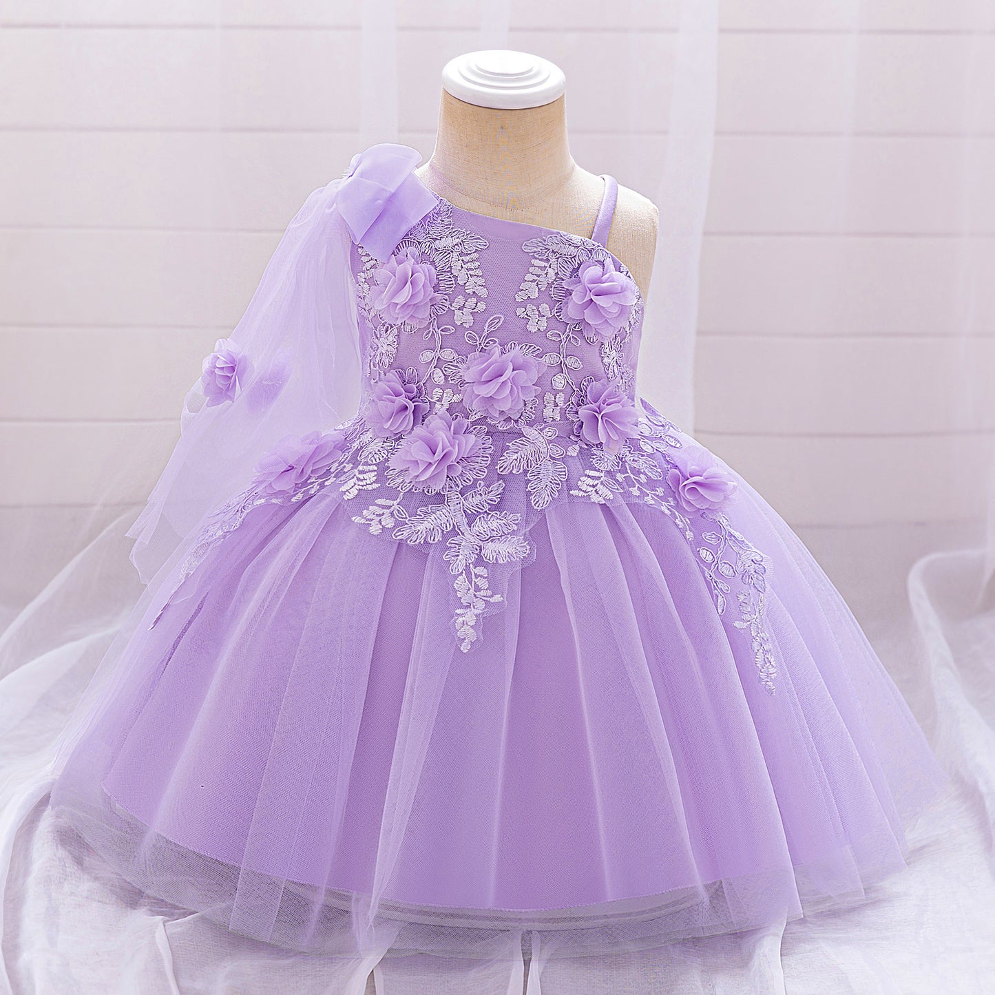 Off Shoulder Puffy Tulle Ball Gown Dress for Girls (Ages 9 Months - 4 Years)