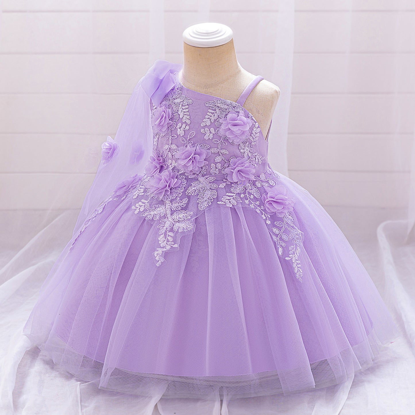 Off Shoulder Puffy Tulle Ball Gown Dress for Girls (Ages 9 Months - 4 Years)