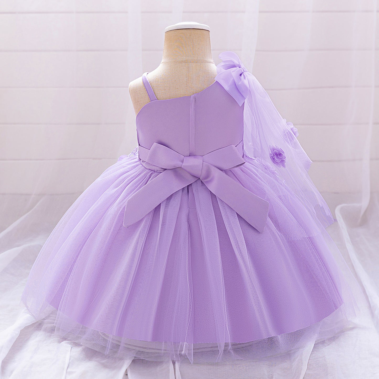 Off Shoulder Puffy Tulle Ball Gown Dress for Girls (Ages 9 Months - 4 Years)