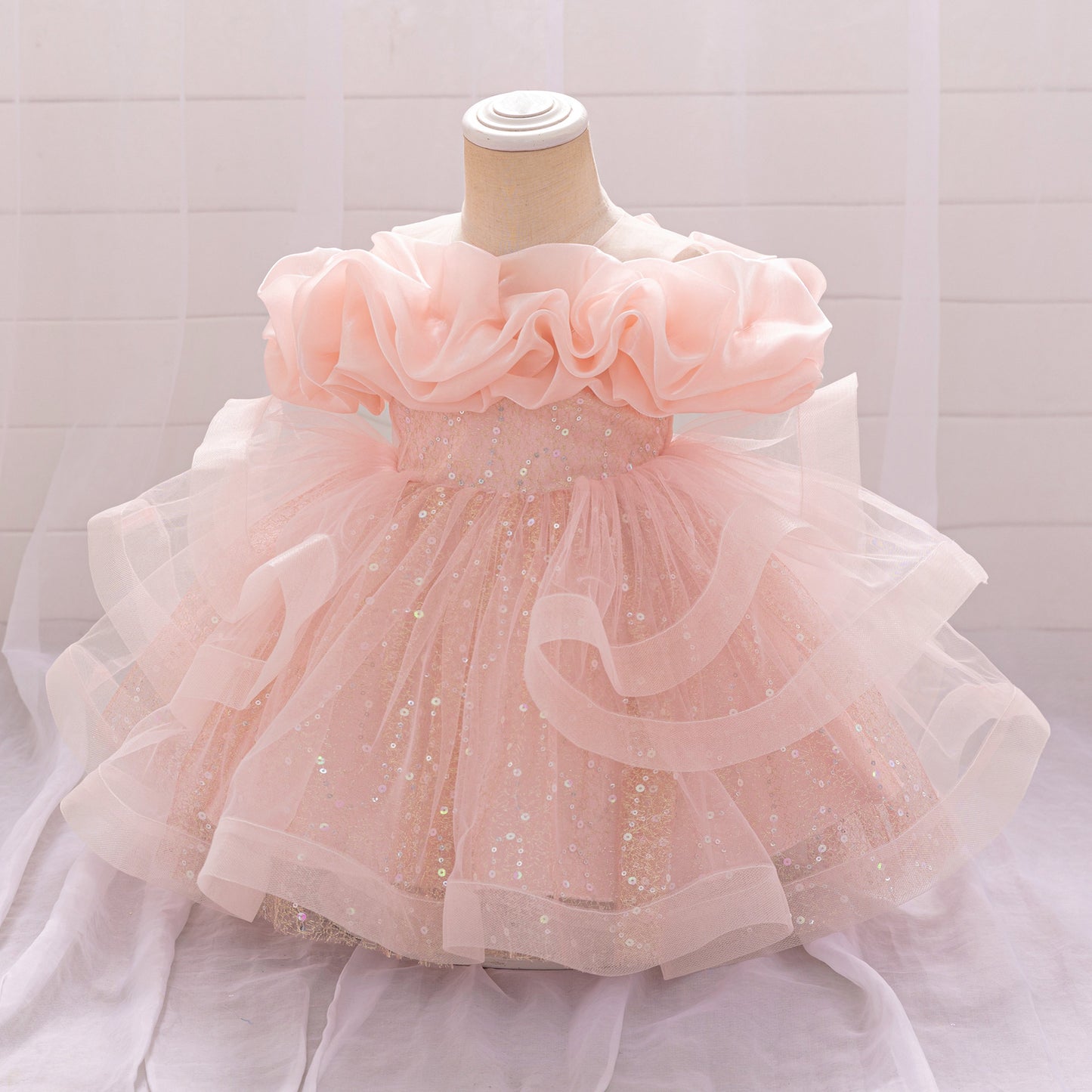 Cute Off-Shoulder Puffy Tulle Dress for Girls | Princess Party & Flower Girl Gown