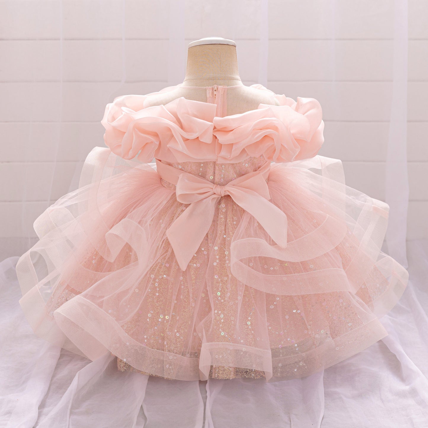 Cute Off-Shoulder Puffy Tulle Dress for Girls | Princess Party & Flower Girl Gown