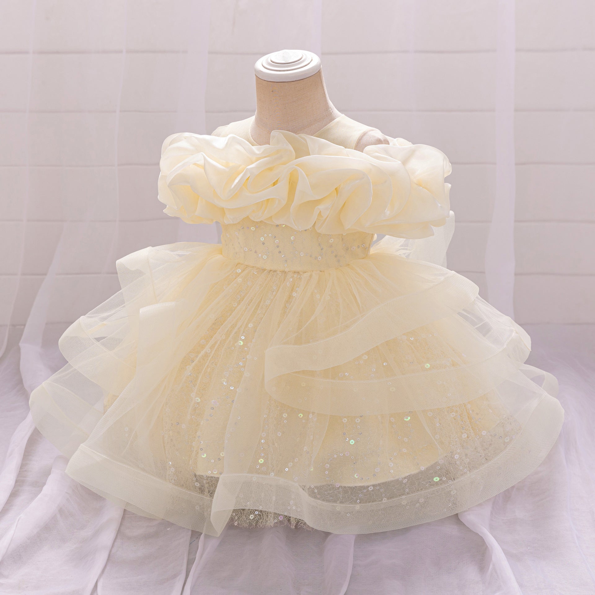 Frocklet Cute Off-Shoulder Puffy Tulle Dress for Girls | Princess Party & Flower Girl Gown 18