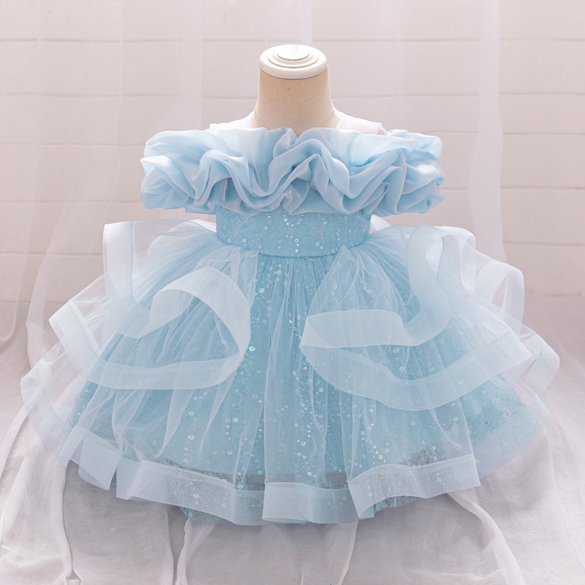 Frocklet Cute Off-Shoulder Puffy Tulle Dress for Girls | Princess Party & Flower Girl Gown 1
