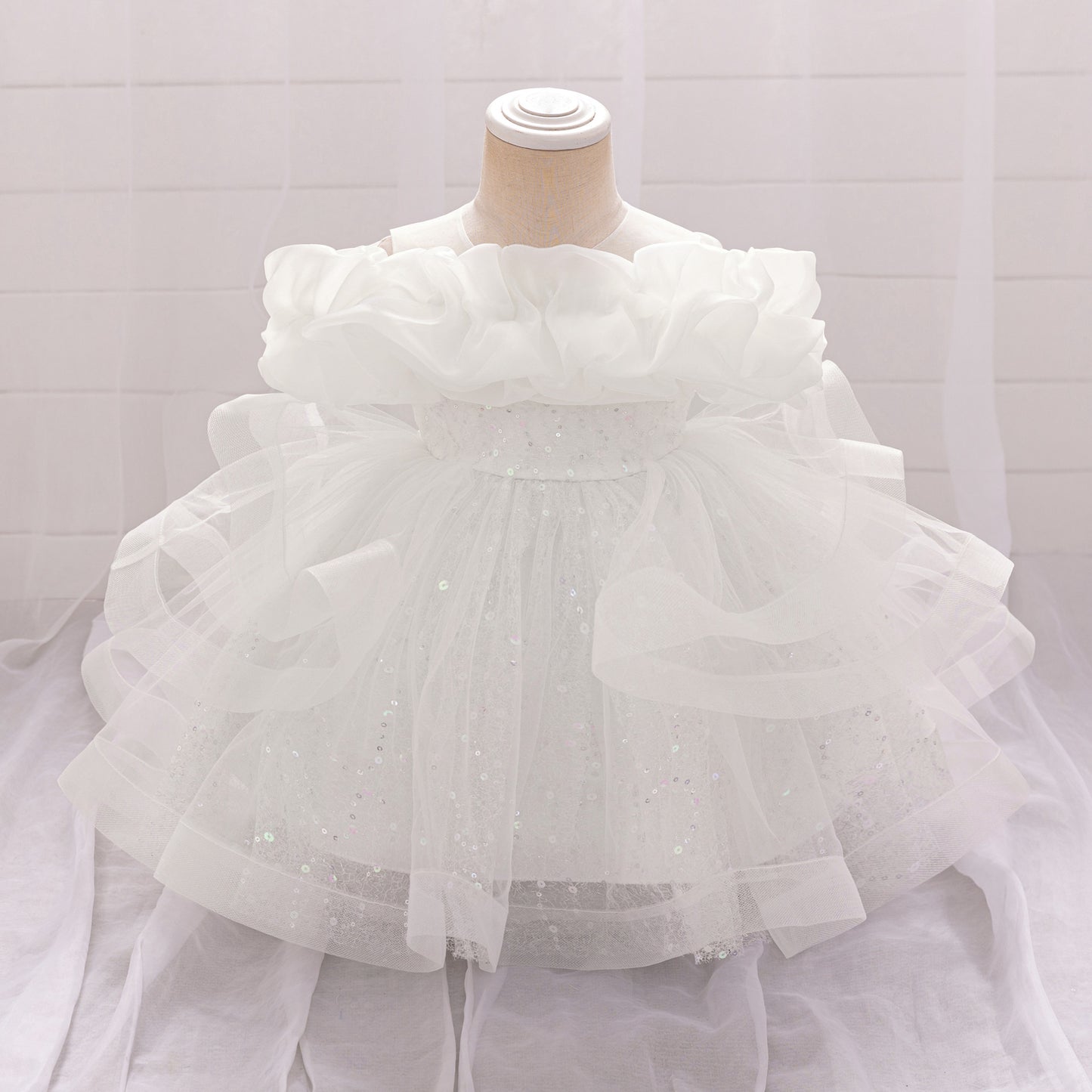 Cute Off-Shoulder Puffy Tulle Dress for Girls | Princess Party & Flower Girl Gown