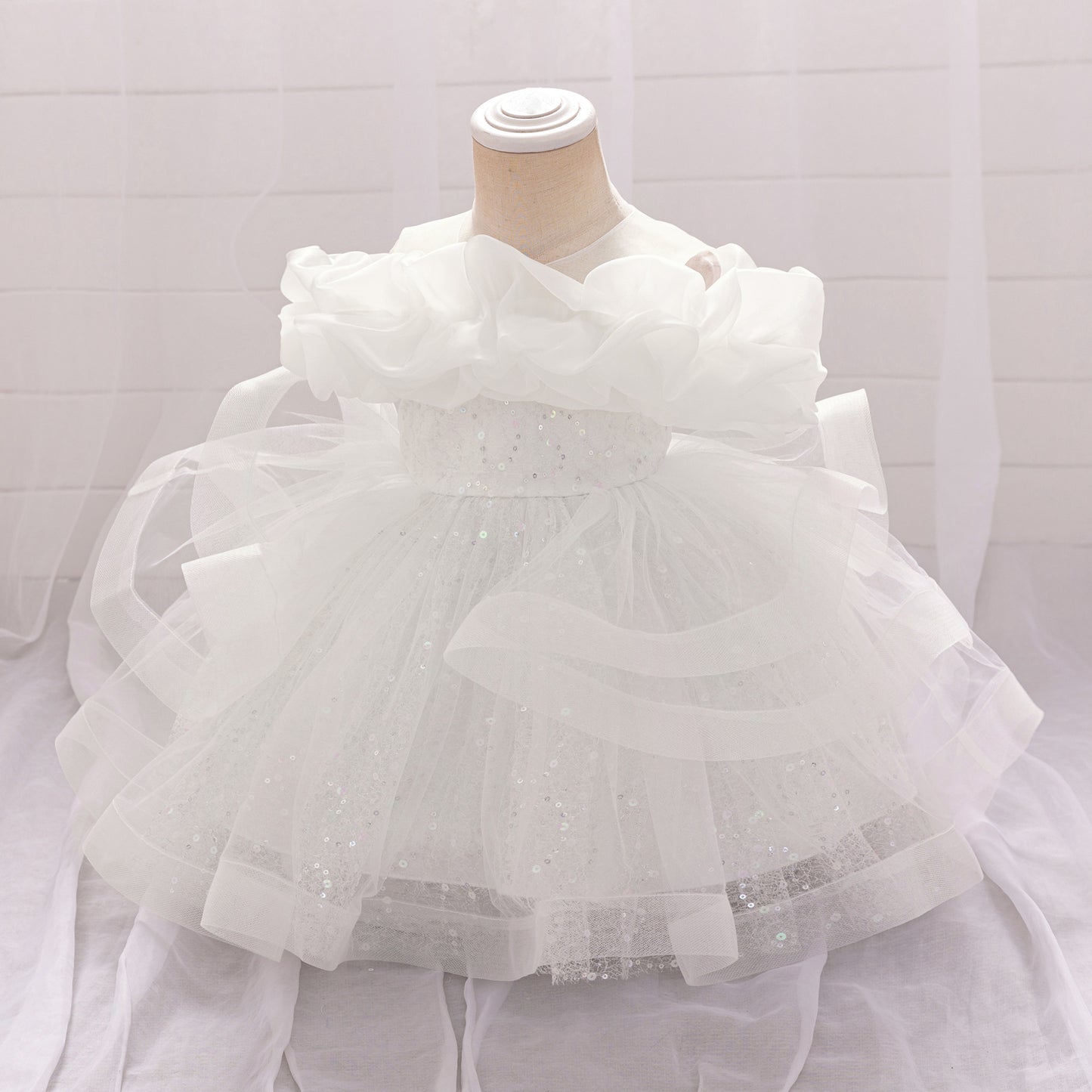 Cute Off-Shoulder Puffy Tulle Dress for Girls | Princess Party & Flower Girl Gown