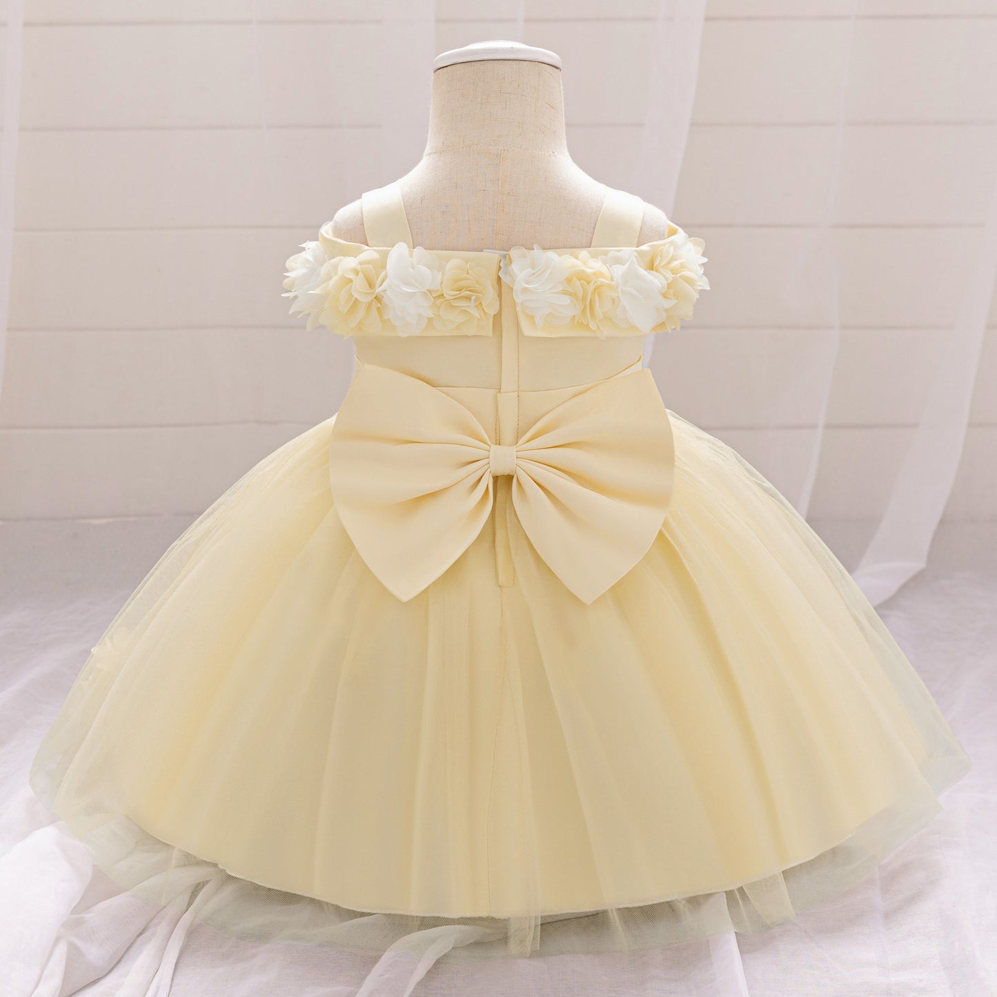 Cute Off-Shoulder Puffy Tulle Princess Dress for Toddler Girls