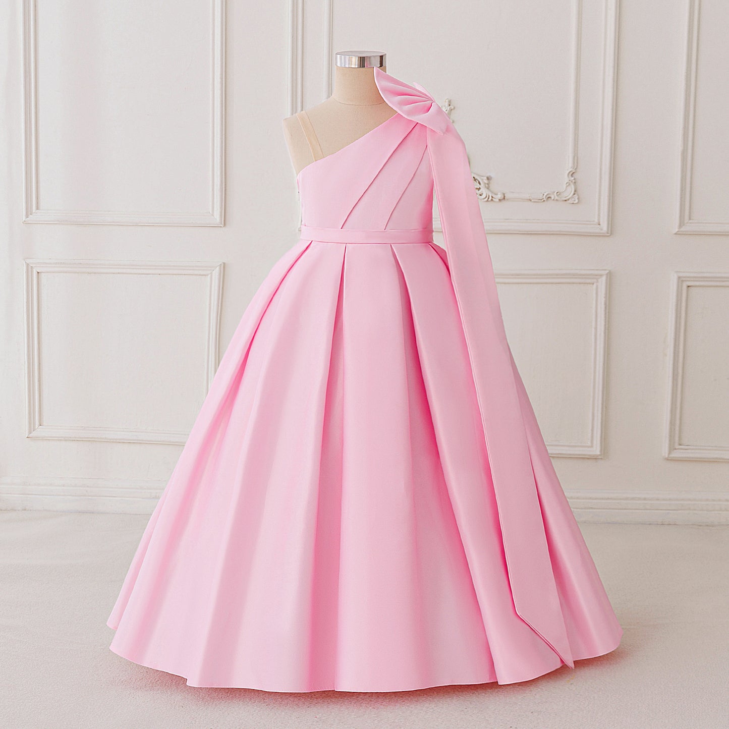 Cute Off-Shoulder Satin Maxi Dress for Girls with Bowknot | Formal & Party Dress