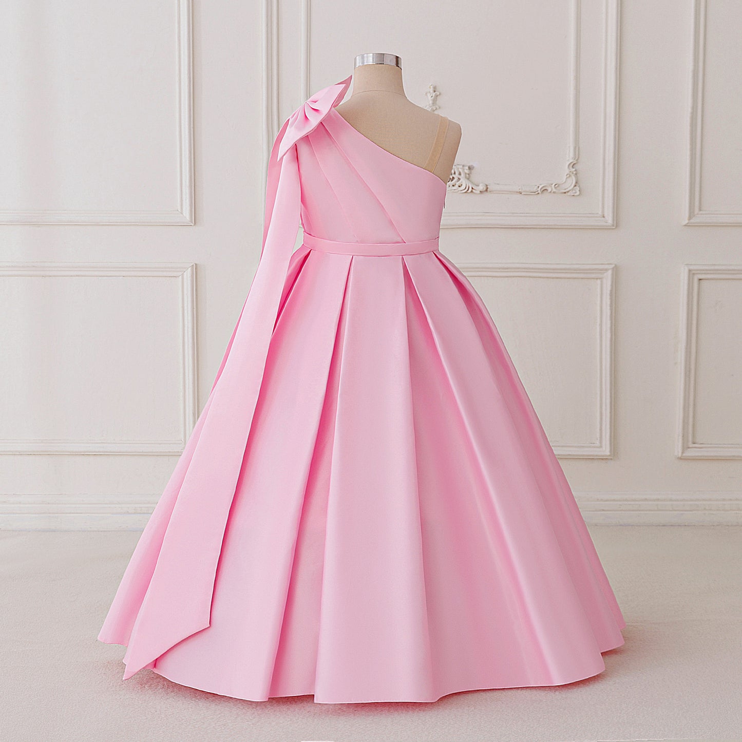 Cute Off-Shoulder Satin Maxi Dress for Girls with Bowknot | Formal & Party Dress