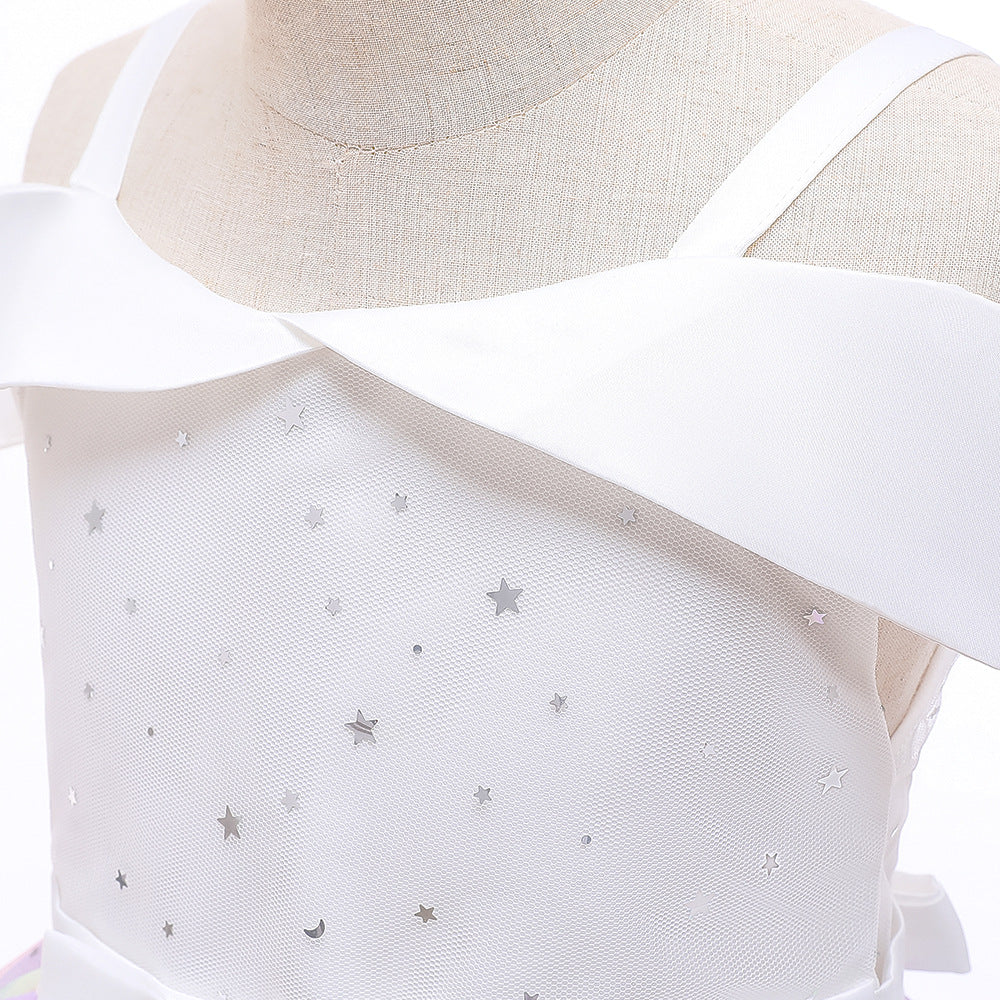 Off-Shoulder Sequin Princess Dress for Girls | Tea Length A-Line Kids Party Dress