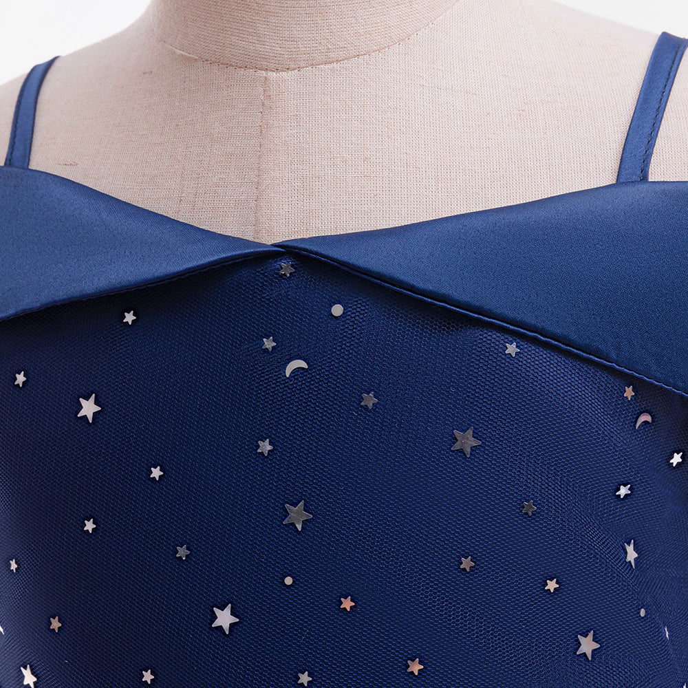 Off-Shoulder Sequin Princess Dress for Girls | Tea Length A-Line Kids Party Dress