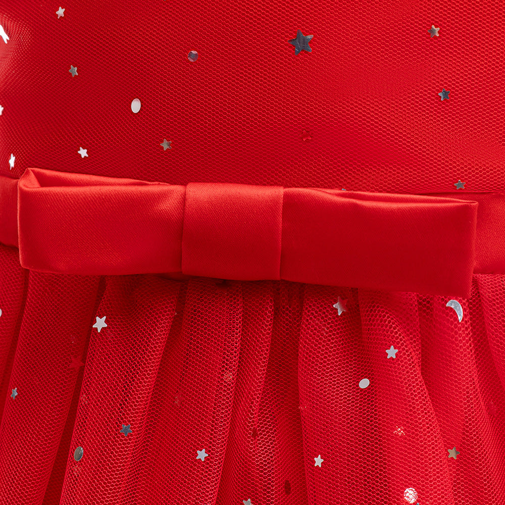 Off-Shoulder Sequin Princess Dress for Girls | Tea Length A-Line Kids Party Dress