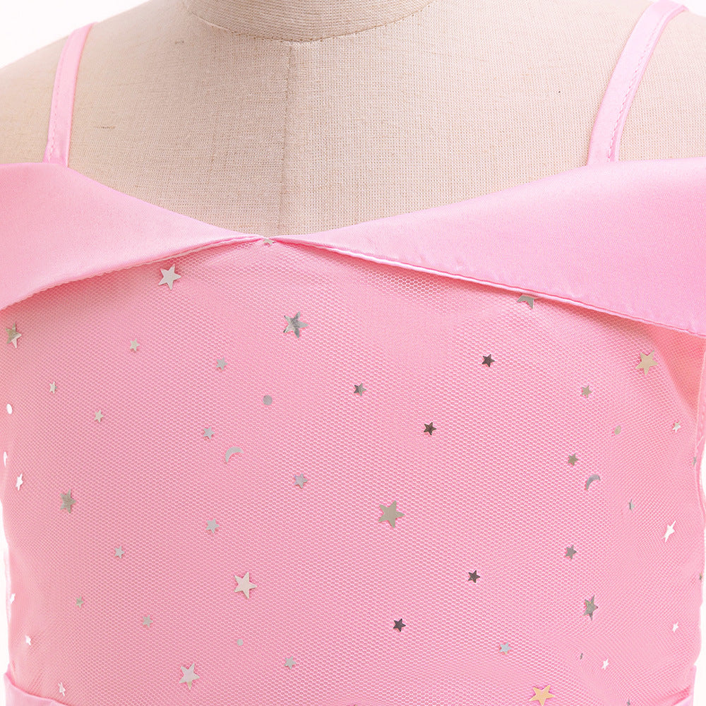 Off-Shoulder Sequin Princess Dress for Girls | Tea Length A-Line Kids Party Dress