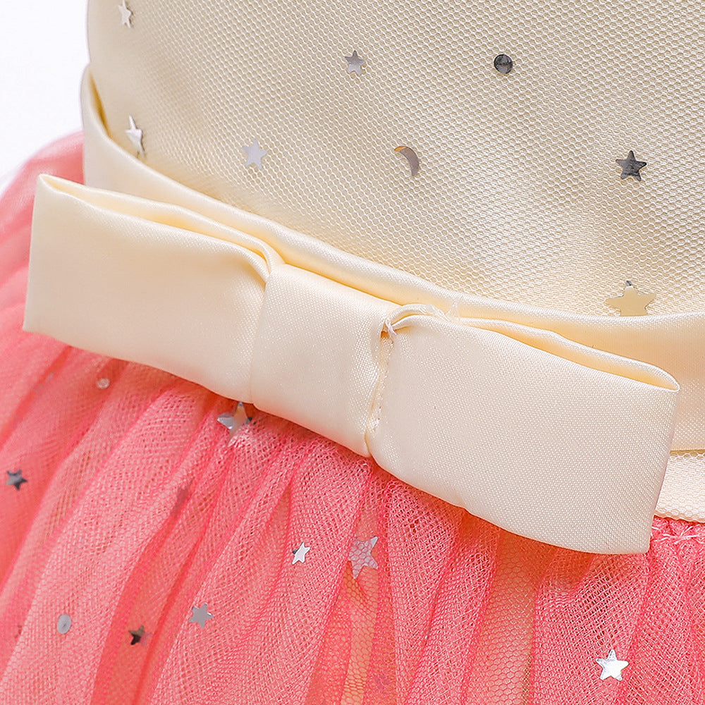 Off-Shoulder Sequin Princess Dress for Girls | Tea Length A-Line Kids Party Dress