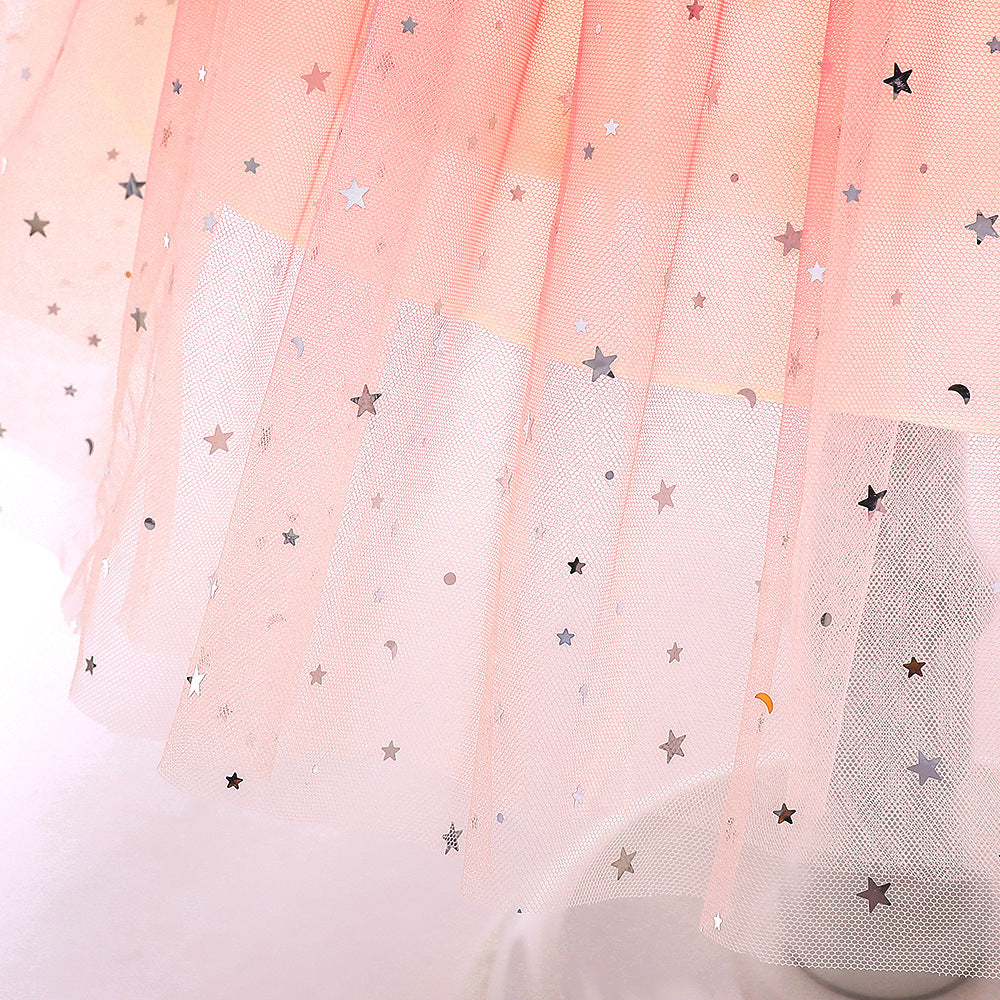 Off-Shoulder Sequin Princess Dress for Girls | Tea Length A-Line Kids Party Dress