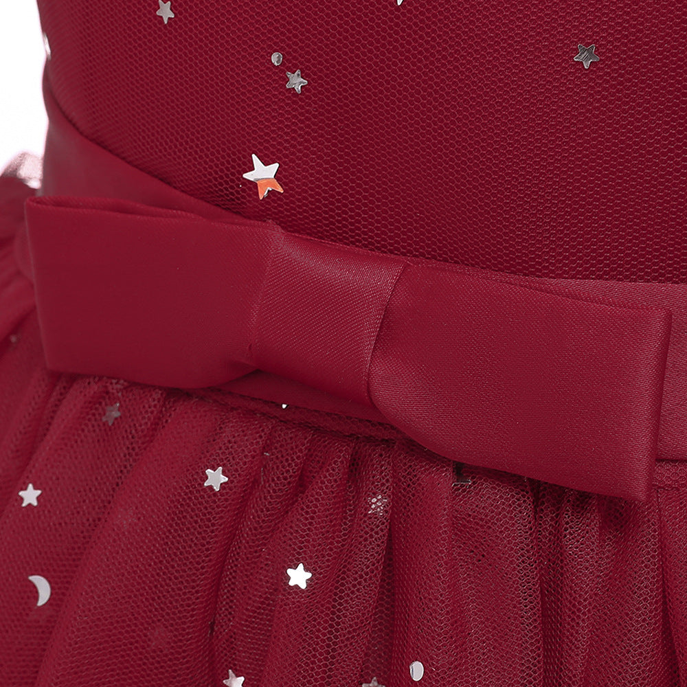 Off-Shoulder Sequin Princess Dress for Girls | Tea Length A-Line Kids Party Dress