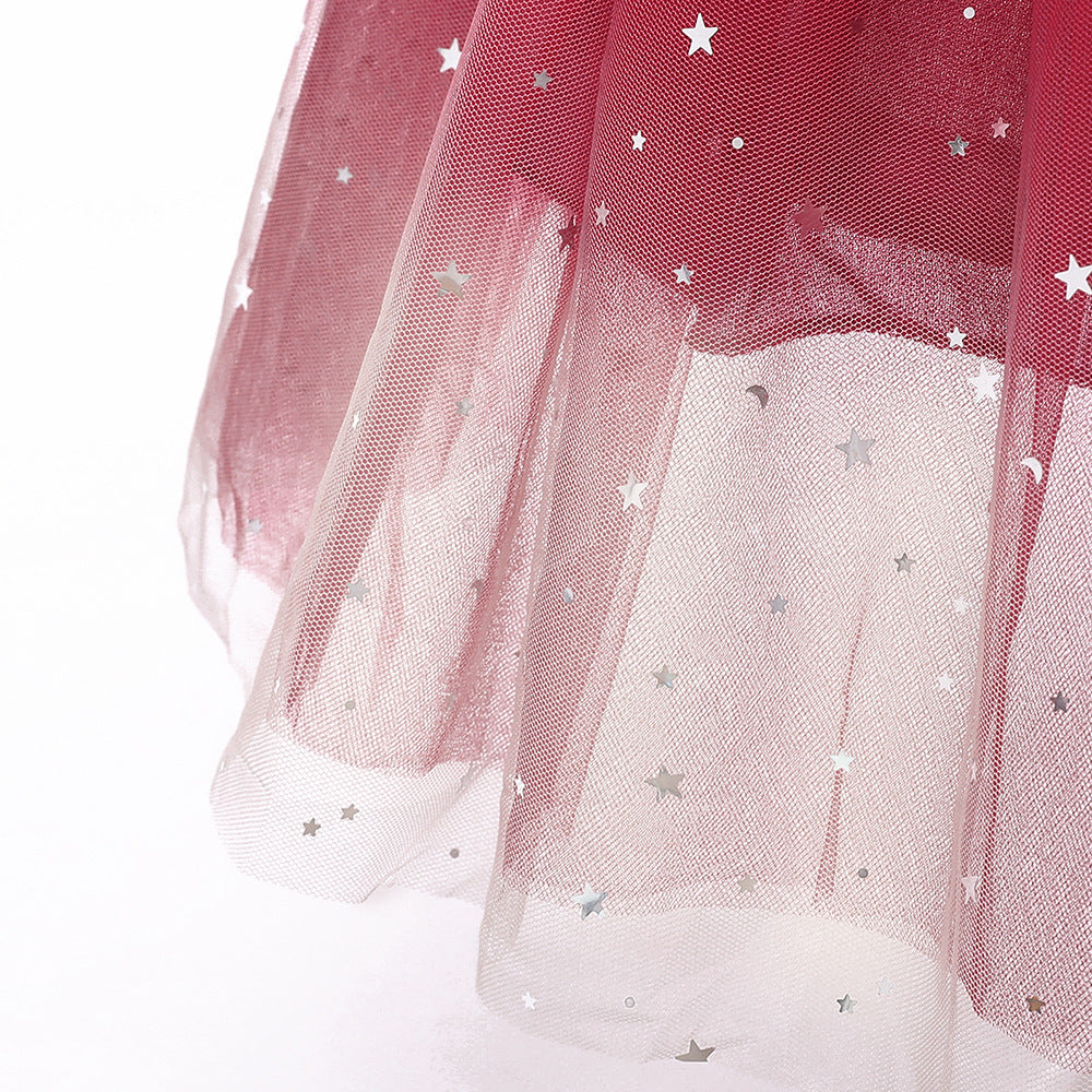 Off-Shoulder Sequin Princess Dress for Girls | Tea Length A-Line Kids Party Dress