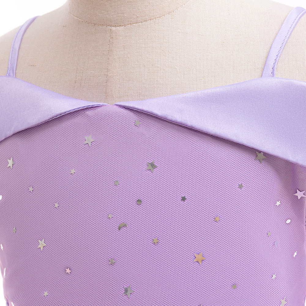 Off-Shoulder Sequin Princess Dress for Girls | Tea Length A-Line Kids Party Dress