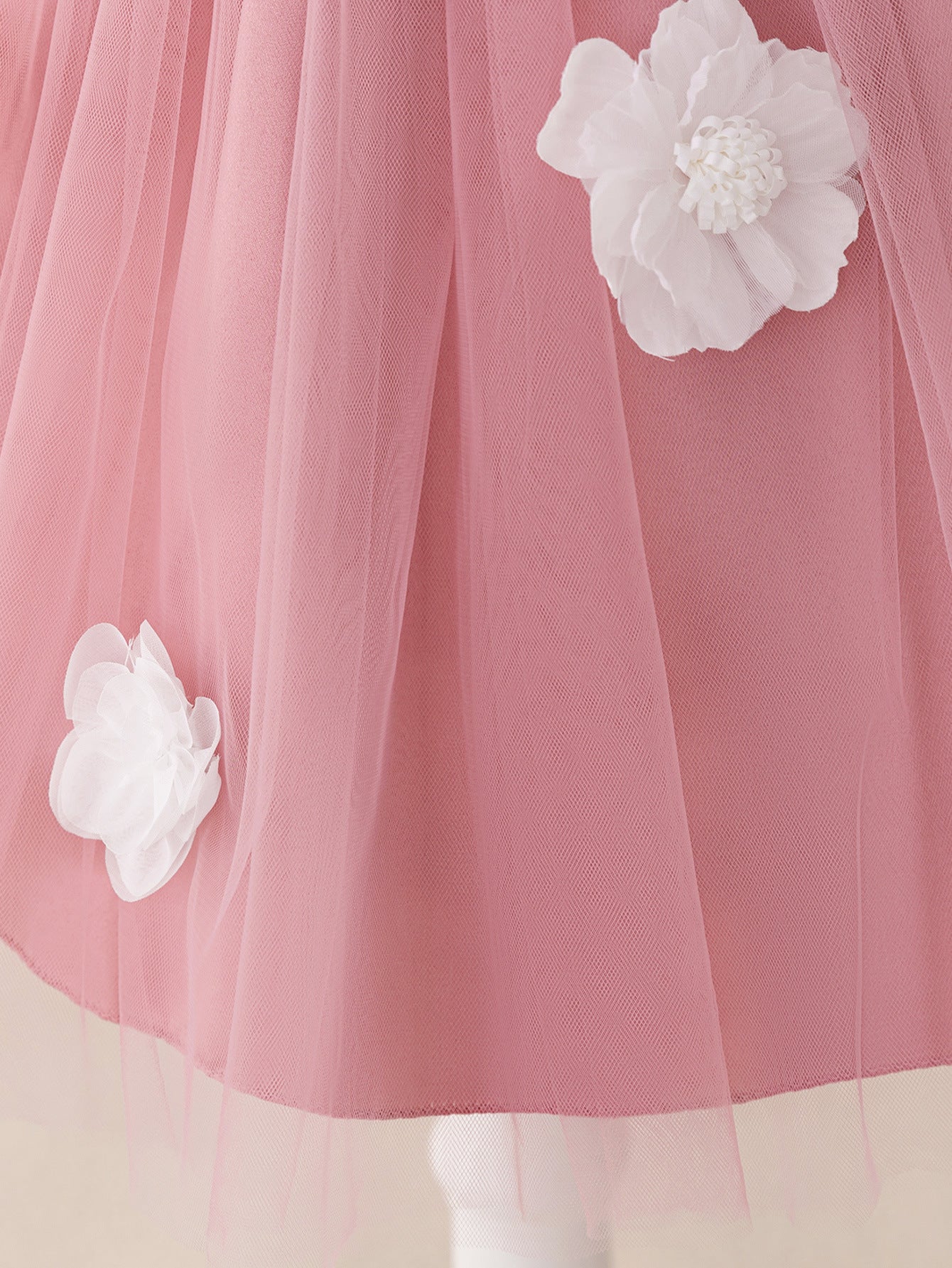 Cute Off Shoulder Tulle Tea Length Flower Girl Dress with Appliques for Parties & Weddings