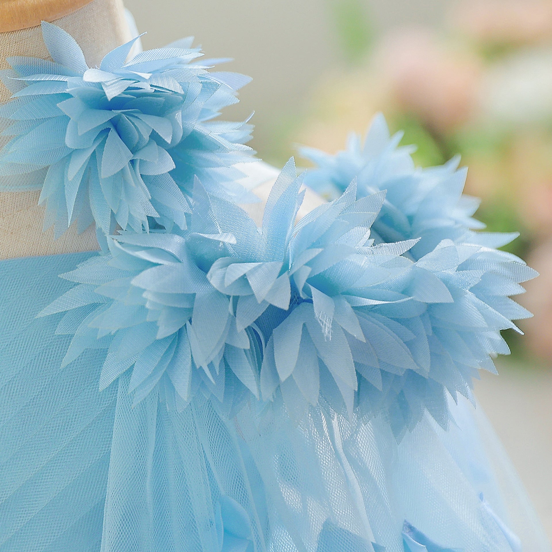 Frocklet Cute Off Shoulder Tulle Toddler Dress with Applique - Tea Length Princess Gown 6