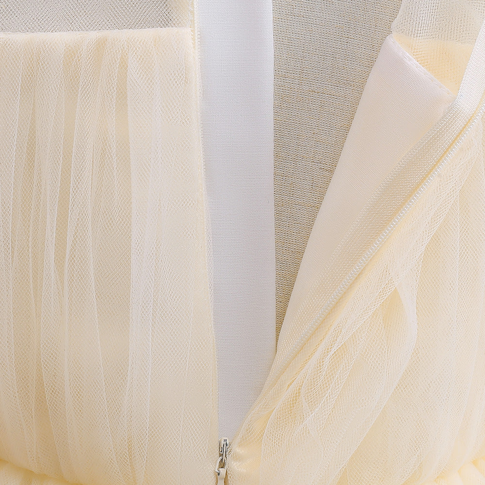 Off-Shoulder Tulle Princess Dress for Girls with Sequins – Kids' Party & Formal Gown