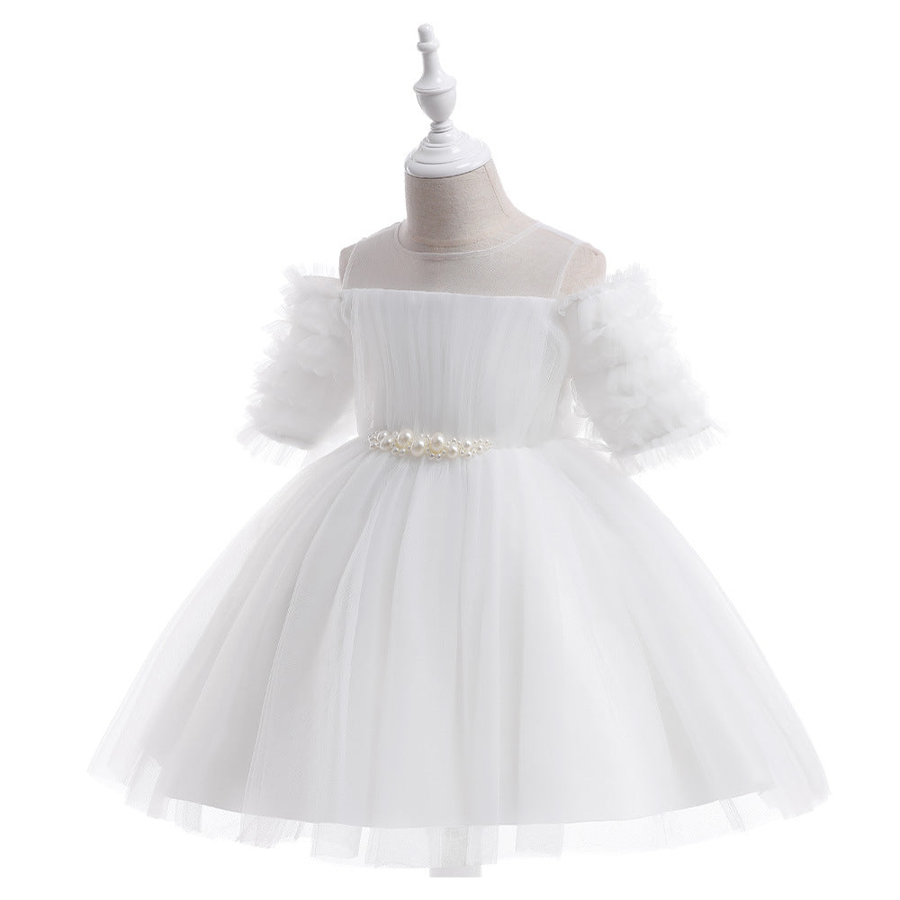 Off-Shoulder Tulle Princess Dress for Girls with Sequins – Kids' Party & Formal Gown